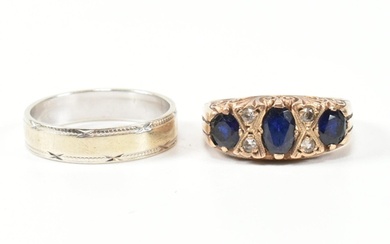 Two hallmarked 9ct gold and gem set rings. The rings to incl...