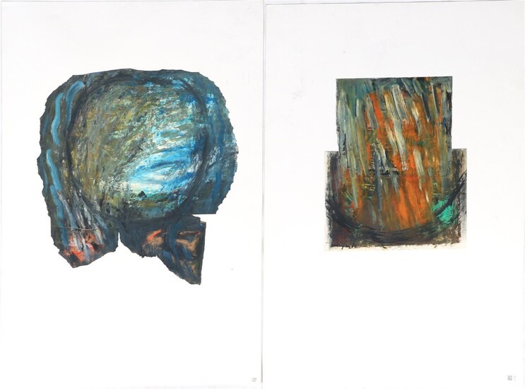 (-), Unclearly signed, untitled composition, acrylic on paper,...
