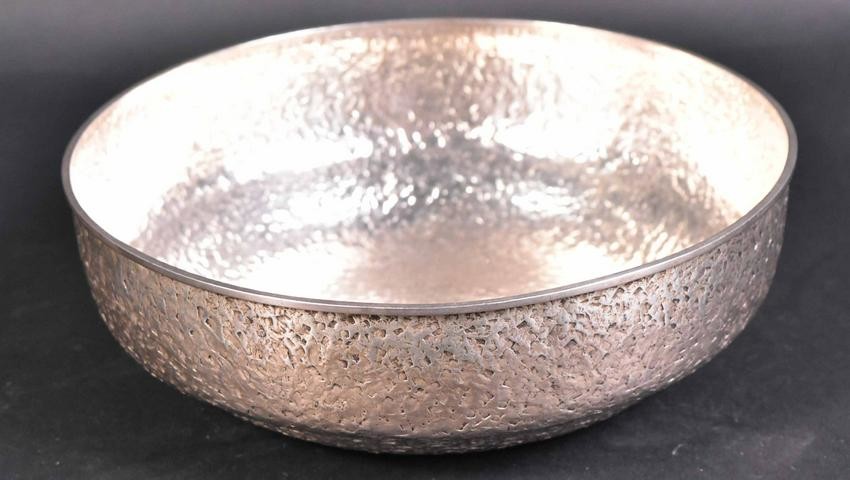 Unmarked Hammered Sterling Silver Circular Bowl