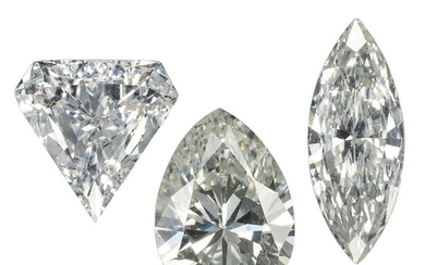 Unmounted Diamonds Diamond: Triangular-shaped weighing 0.39 carat Dimensions: 5.80...