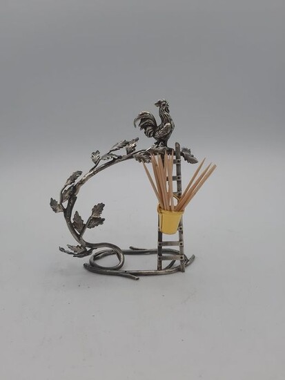 Unusual Antique Portuguese Silver Toothpick Holder, 14.5cm (6 inches) / 145g (5 oz) - Silver - Portugal - 1938/1984