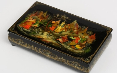 VERY FINELY PAINTED RUSSIAN LACQUER BOX SHOWING SNEGUROCHKA