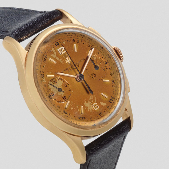 Vacheron & Constantin. A fine 18K gold manual wind chronograph wristwatch