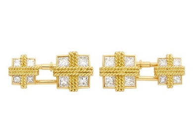 Van Cleef & Arpels Pair of Gold and Diamond Cufflinks