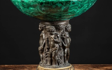 Vase - Antique Bronze and Malachite Vase - Napoleon III Style - Late 19th Century
