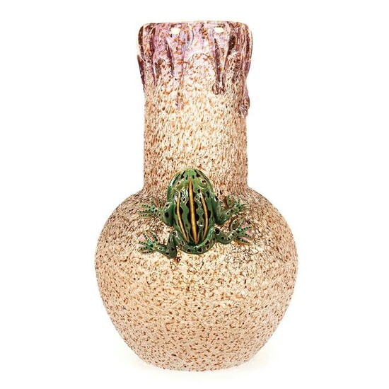 Vase, Bohemian Art Glass, Iridescent Overshot