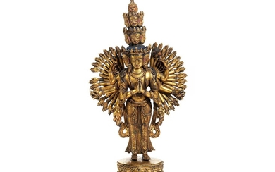 Vergoldeter Bodhisattva, Elfköpfiger Avalokitesvara mit den 1000 Händen