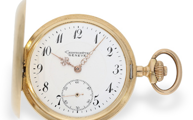Very fine gold hunting case watch with chronometer escapement, "Chronometre Geneve", ca. 1900