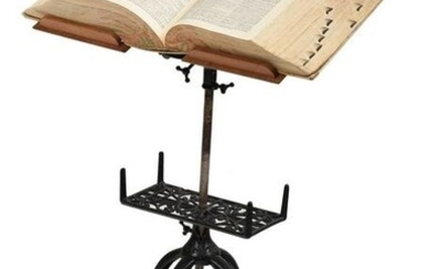 Victorian Cast Iron and Walnut Adjustable Book Stand