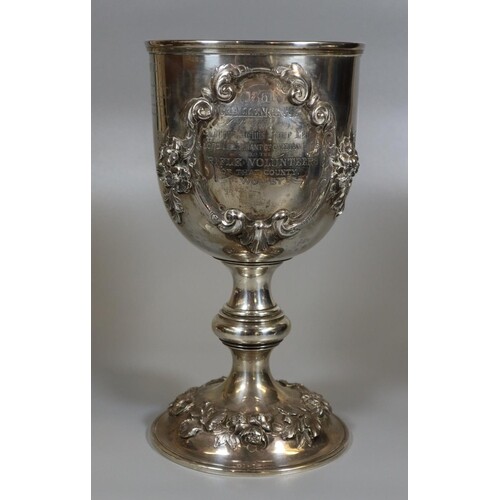 Victorian silver presentation chalice, 1861 Challenge Cup pr...