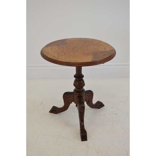 Victorian walnut marquetry inlaid circular occasional table ...