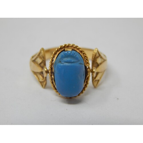 Vintage Egyptian Revival Ring 18ct Gold 3.1 grams with swive...