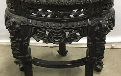 Vintage Intricately Carved Marble Top Table