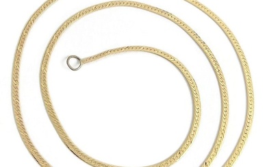 Vintage Italian Herringbone Chain Necklace 14K Yellow Gold, 18 Inches, 4.00 Gram