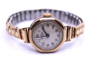 Vintage Ladies 9ct Gold Bentima Star Wristwatch. This watch has...