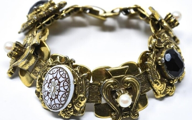 Vintage Victorian Style Pearl & Crystal Bracelet