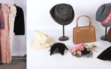 Vintage garment, hat and purse grouping