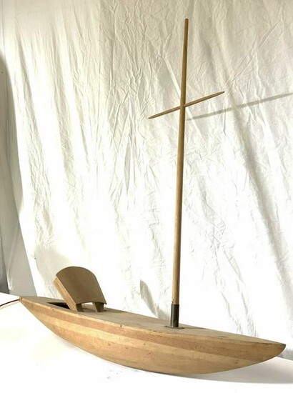 Vntg Wooden Model Ship Boat