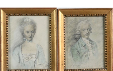 WERMEZ. « Portrait de Monsieur Regnault du Rosier et de son épouse ». Paire de...