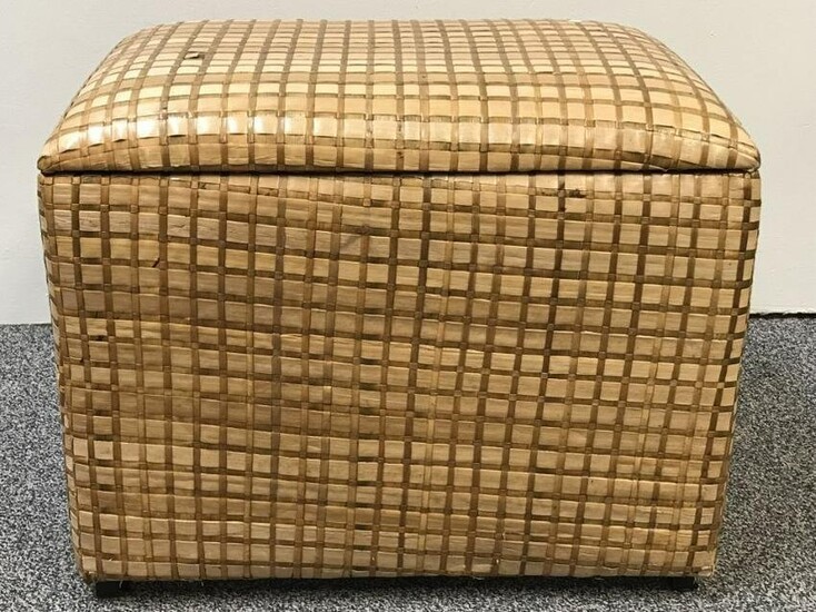 WICKER COVERED BLANKET CHEST, 20TH C.
