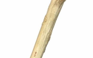 Walking stick, Japanese marked, elongated handle - Copper, Gilt, Ivory, Wood - Circa 1880