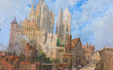 Watercolor on Paper City Scene