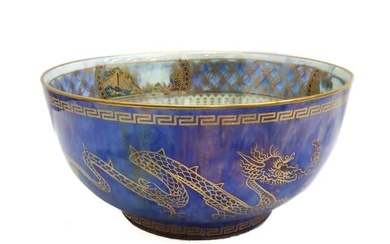 Wedgwood England Porcelain Luster Bowl, Gilt Dragons