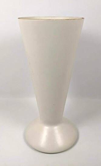 White Glazed Pottery Planter Vase Unmarked. Mid Century