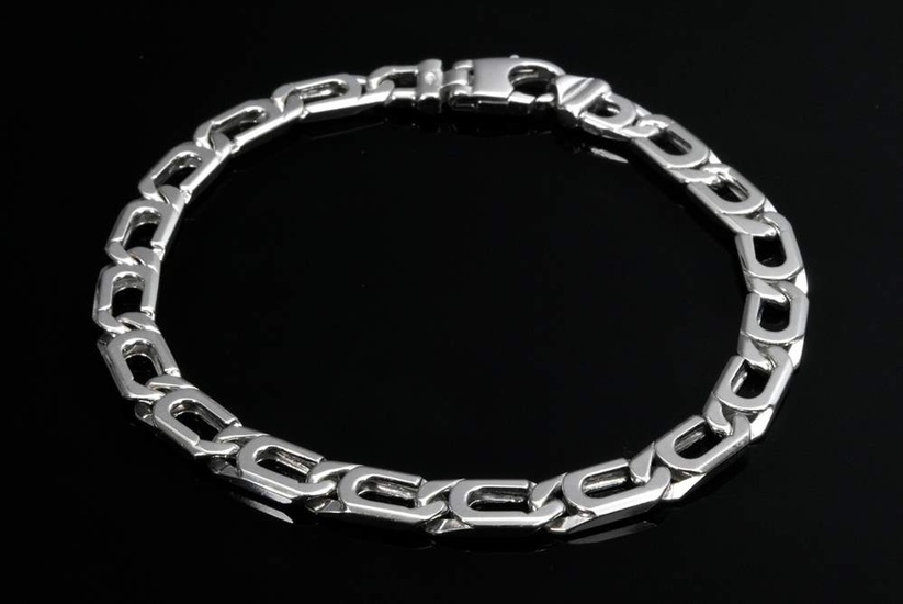White gold 750 bracelet with smooth and satin finish, 19g, l. 20,4cm