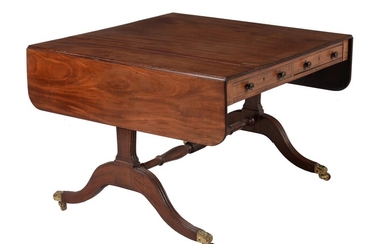 Y A Regency mahogany and ebony inlaid sofa table