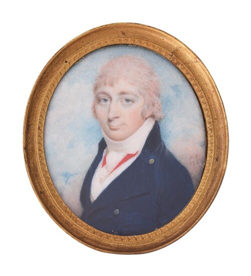Y Attributed to Andrew Plimer (British 1763 - 1837), A gentleman, wearing blue coat
