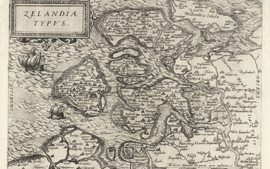 [Zeeland]. "Zelandiae typus". Carte engr. 23,6x31,5 cm, de GUICCIARDINI, 1582 = Blonk-van der Wijst 8.1a...