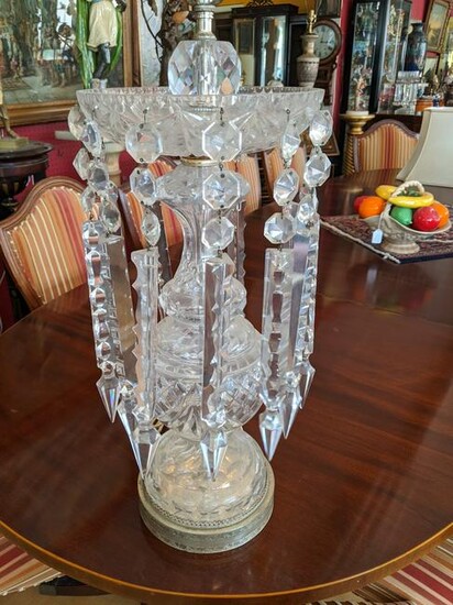 c1950 Czech Louis 15th Style Crystal Prism Table Lamp