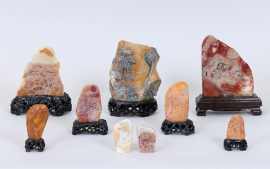 iGavel Auctions: Group of (9) Chinese carved stone mountains. FR3SH.