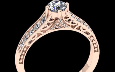 0.76 Ctw VS/SI1 Diamond 14K Rose Gold Engagement Filigree Ring