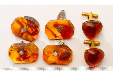 100% natural Baltic amber cufflinks, stamped, silver