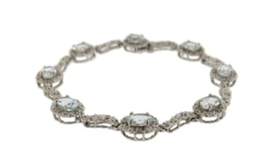 An aquamarine and diamond bracelet, set with aquam…