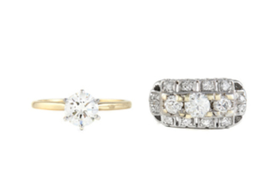 Gold and Diamond Ring and Platinum and Diamond Ring
