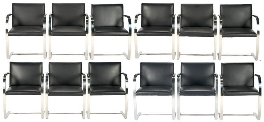 12 Knoll Brno Leather Flat Bar Chairs