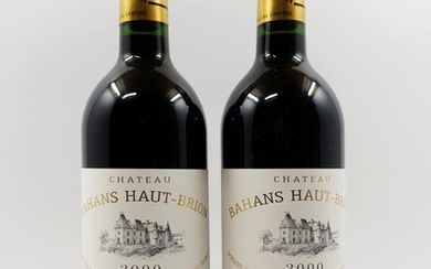 12 bouteilles CHÂTEAU BAHANS HAUT BRION 2000 Pessac Léognan Caisse bois d'origine (chapeau abimé)