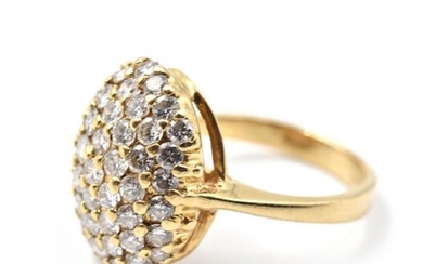 1.30 Carats Diamond 18k Yellow Gold Pave Egg Style Ring
