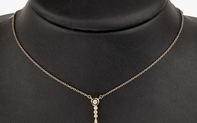 14 kt gold Art Nouveau pearl-diamond-necklace , YG 585/000 and...