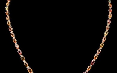 14K Gold 28.97ct Multi-Color Sapphire & 1.29ct Diamond Necklace