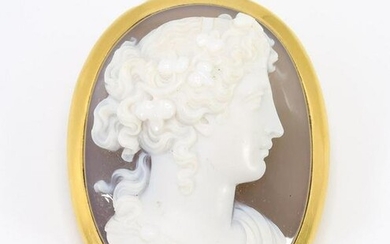 14KY Gold Agate Cameo