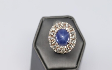 14Kt Star Sapphire Diamond Ring Rose Gold