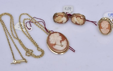 14k Gold Cameo Necklace and Ring