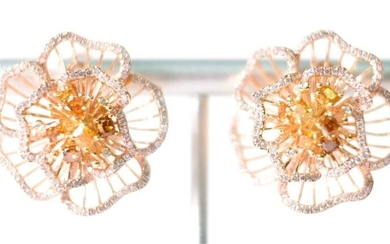 14k YG 1.56 Brown Diamond & Pink Diamond Earrings
