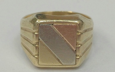 14k gold men's ring with yellow, white and rose...