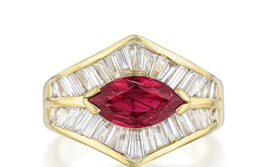 1.50-Carat Marquise-Cut Ruby and Diamond Ring