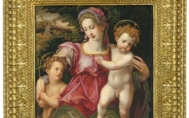 Michele Tosini, called Michele de Ridolfo del Ghirlandaio (Florence 1503-1577), The Madonna and Child with the Infant Saint John the Baptist